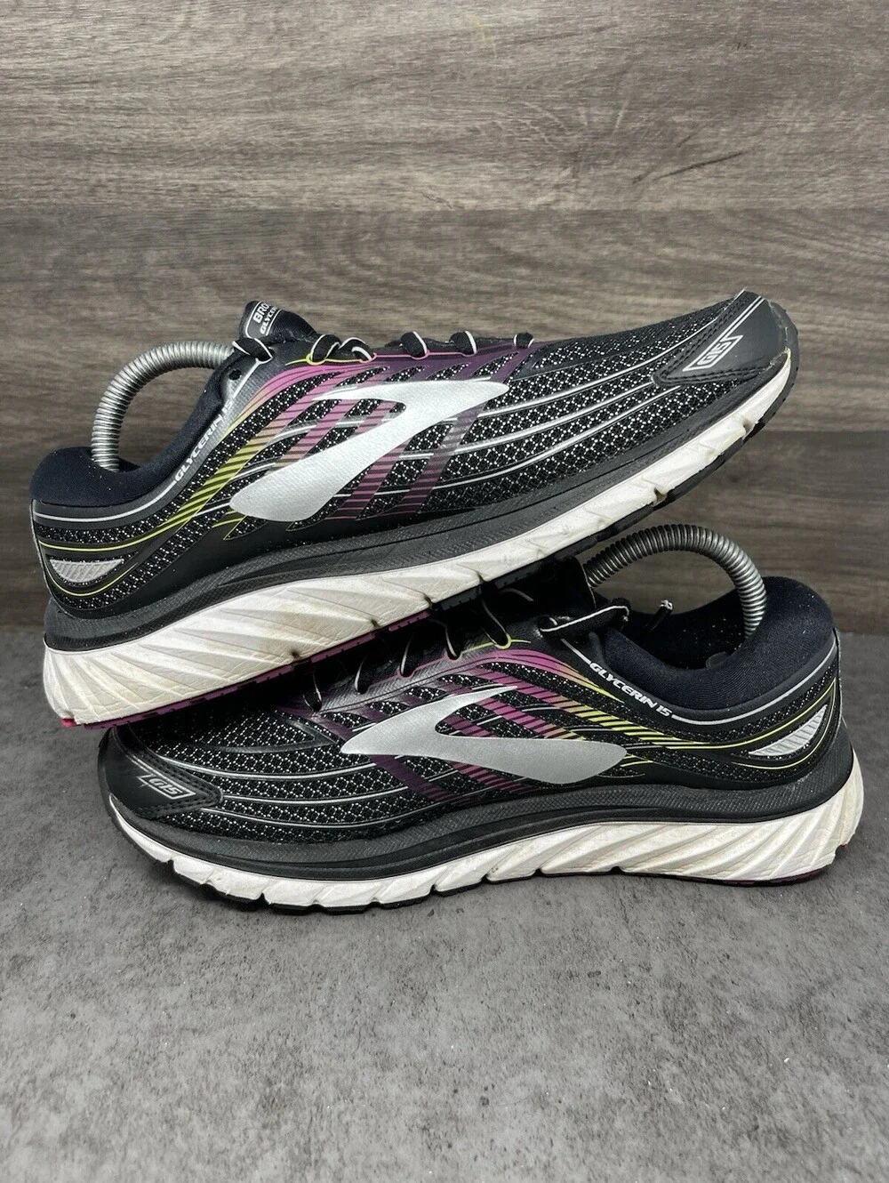 Brooks Glycerin 15 Sneakers Womens Size 9 Black Pink Athletic Trainer Running